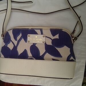 Kate Spade Blue Leaf Pattern Crossbody Bag